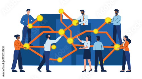 Strategic B2B ecosystem orchestration by a diverse professional collective driving innovation and seamless network connectivity