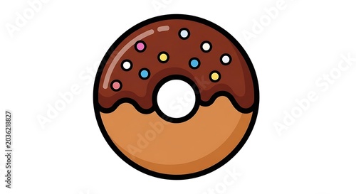 Delicious chocolate donut with sprinkles isolated.