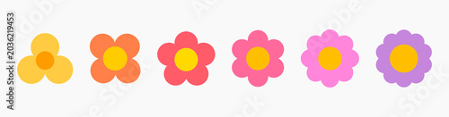 Simple flowers icons elements for design. Pastel flowers collection. Vector illustration.