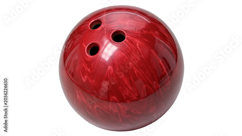 Cuadro en lienzo Classic heavy shiny red marbled bowling ball sports equipment isolated on transp