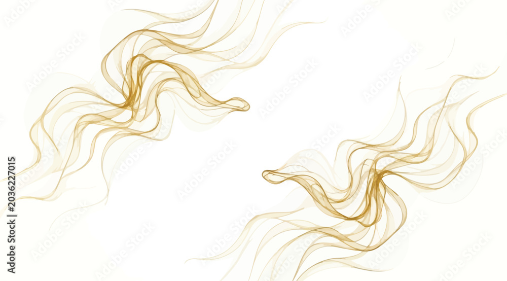Fototapeta premium Abstract golden smoke swirl elements