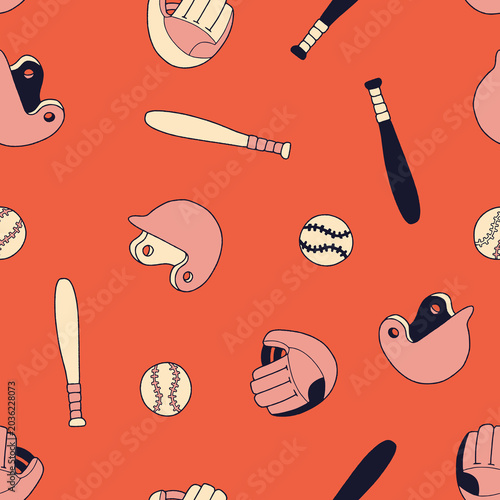 Baseball Sport Vector Seamless Pattern Background for Surface Print Fabric Fashion Wrapping