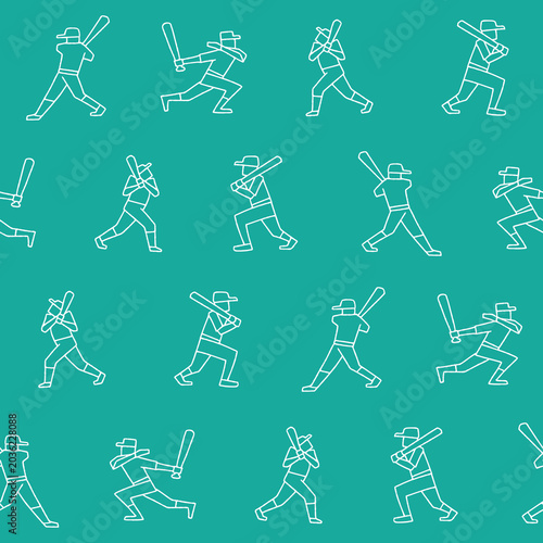Outline Vector Baseball Sport Seamless Pattern Background for Print Fabric Surface Fashion Wrapping