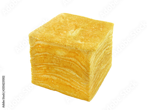 Layer Croissant Cube isolated on white background. Full transparent PNG.