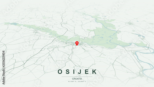 Photos Modern minimalist vector map of Osijek, Slavonia, Croatia