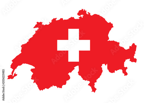 Switzerland country map shape with national flag texture