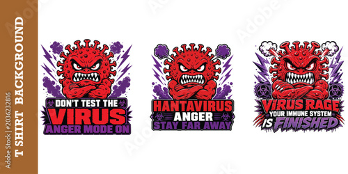 Photos Angry microbe monster character for intense streetwear and medical awareness graphic design
