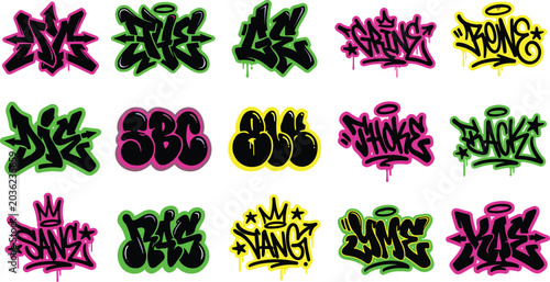 Photos Colorful Graffiti Tag and Street Art Lettering Collection Featuring Urban Spray