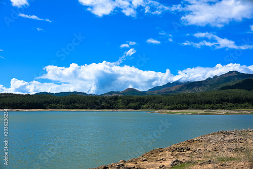 Reservoir in La Yeguada National Park. Nestled within an ancient volcanic complex characterized by pine forests, mountains, and stunning natural scenery. Calobre, Veraguas, Panama, Central America.