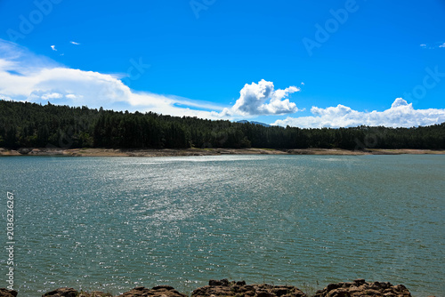 Reservoir in La Yeguada National Park. Nestled within an ancient volcanic complex characterized by pine forests, mountains, and stunning natural scenery. Calobre, Veraguas, Panama, Central America.