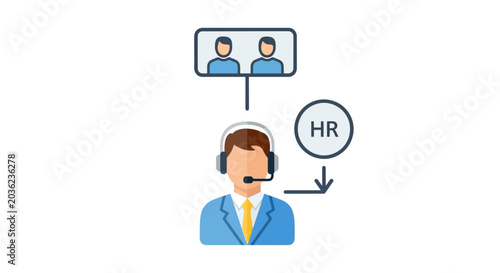 Tableau sur toile Human resources recruitment online interview vector illustration