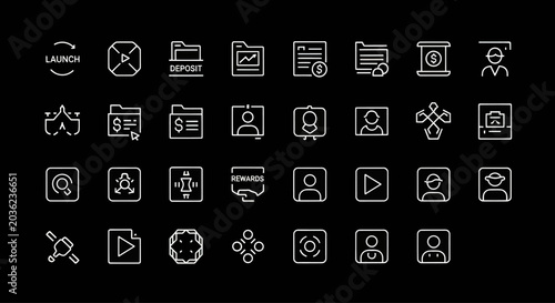 Modern Icon Set: Business, Finance, Technology, and User Interface Elements