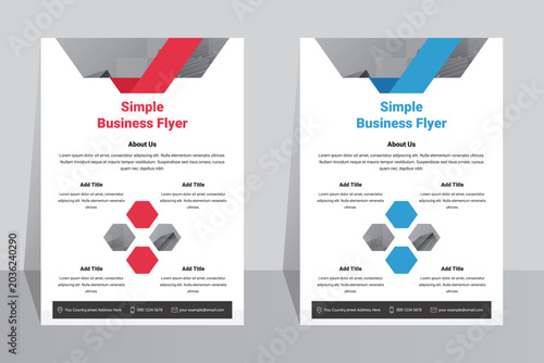 Red and blue creative business flyer template design