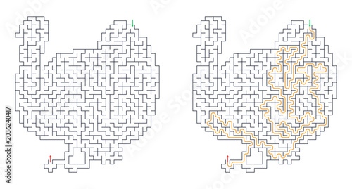Vector maze for children featuring a playful turkey design  