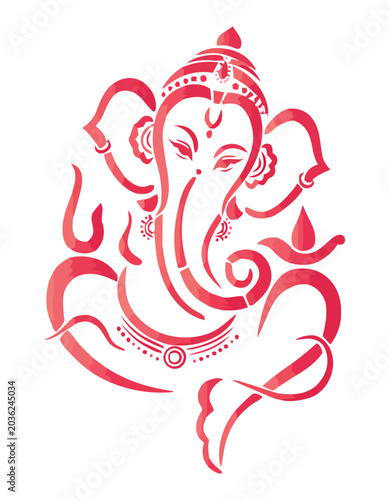 Minimalist Lord Ganesha illustration in red watercolor style