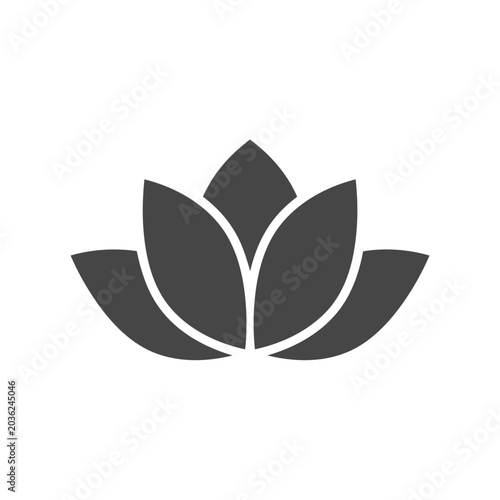 Minimalist lotus flower icon, flat vector illustration for wellness