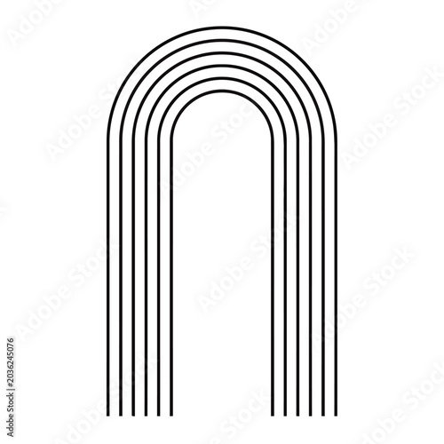 Minimalist rainbow arch line art, abstract bohemian vector design