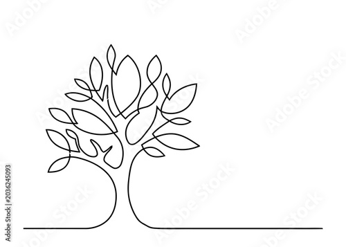 Minimalist Tree Line Art Illustration on White Background