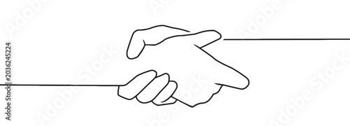 One Line Drawing Handshake, Minimalist Business Partnership