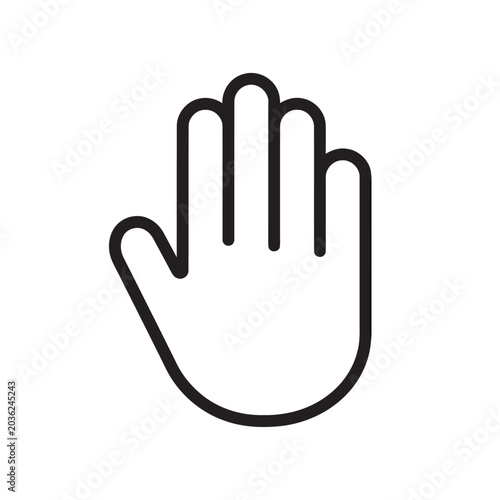 Open palm hand gesture icon, minimalist vector line art