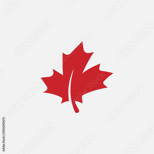 Red maple leaf icon isolated on a neutral background