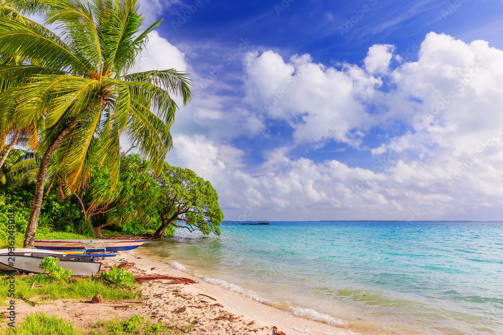 Obraz premium Republic of Kiribati. Tabuaeran beach on the Fanning Island.