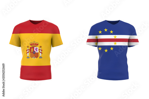 2026 World Cup Players Country Flag Spain vs Cape Verde. 3d illustration