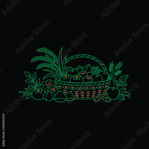 Professional Organic Fresh Fruits and Vegetables Collection Graphic, Showcasing Vibrant Juicy Summer Berries Healthy Nutrition Tropical Vitamin Diet Sweet Food Produce Green Salad.