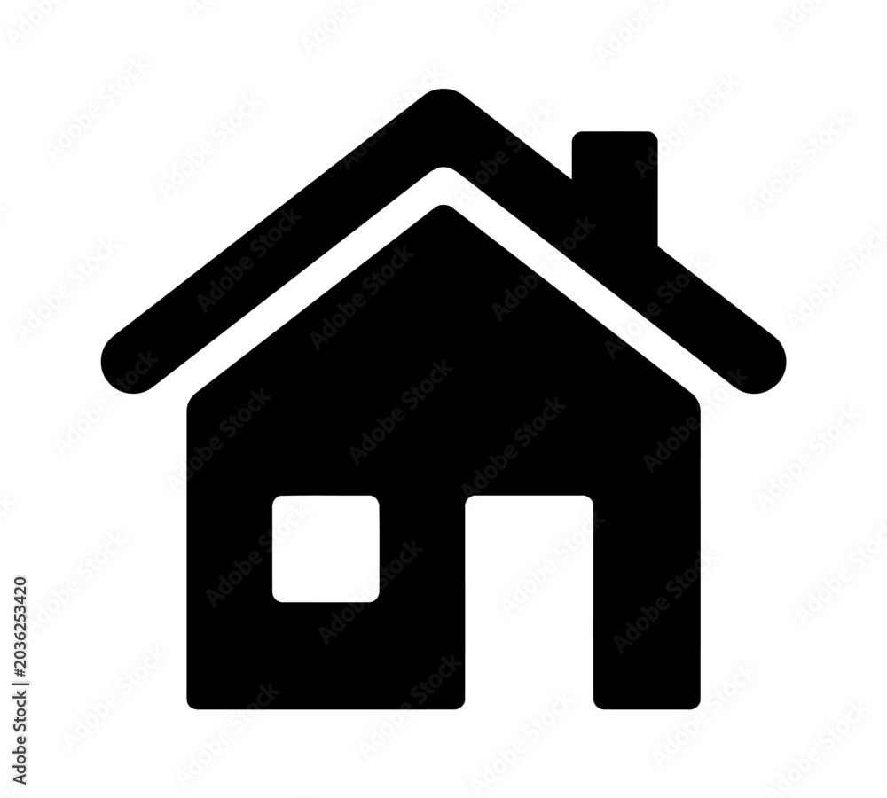 Fototapeta premium Simple House Icon with Chimney, Minimalist Real Estate Symbol