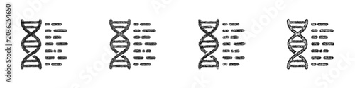 фотографія Black and white sketch genome sequencing icon design set