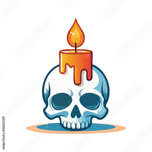 Skull with a lit candle on its head