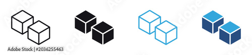 Photos Sugar Cube Icon Set Minimal 3D sugar cubes symbolizing sweetener, sugar blocks, food ingredient concept, and geometric cube design