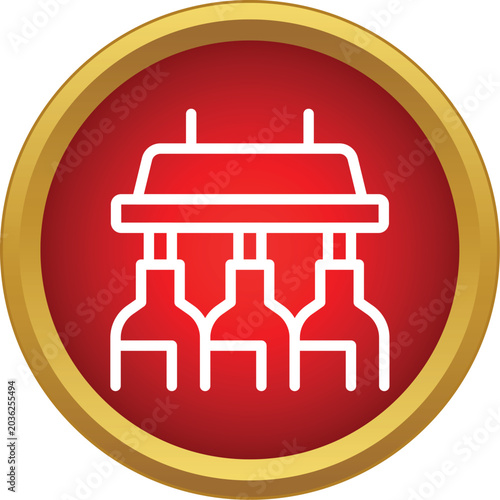 Bottling machine icon representing factory production and industrial manufacturing