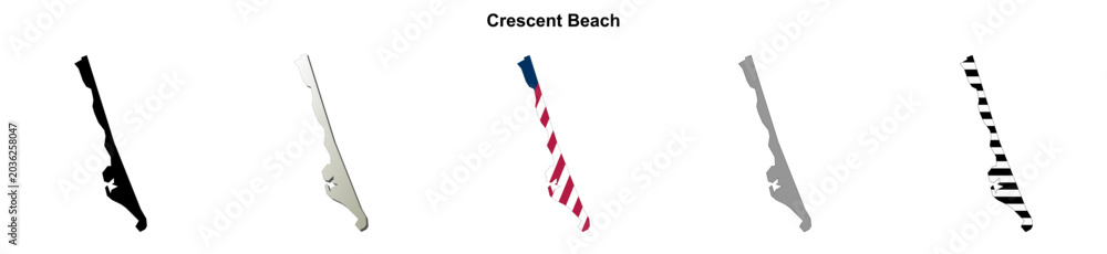 Fototapeta premium Crescent Beach (Florida) blank outline map set