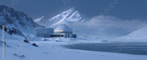 futuristic polar lab in unexplored regions of the Arctic
