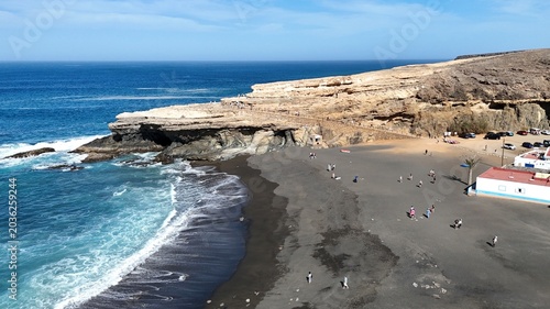 Fotografie falaise et grotte d'Ajuy à Fuerteventura aux canaries, Espagne