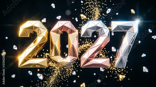 Premium 3D Happy New Year 2027 Celebration Design