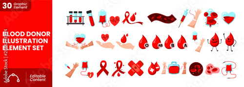 Blood Donor Illustration Element Set