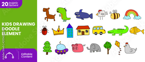 Kids Drawing Doodle Element Collection