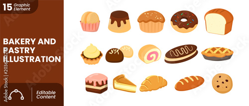Bakery and Pastry Illustration Element Set