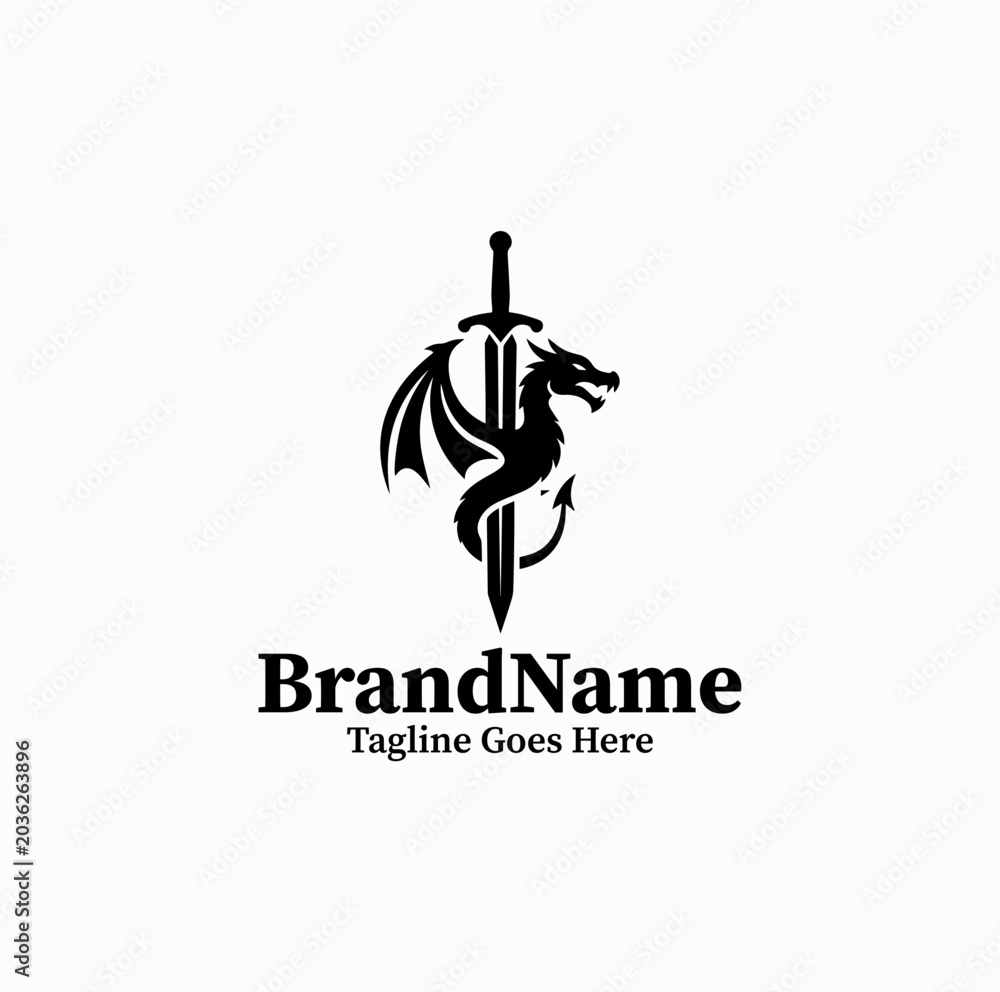 Fototapeta premium Dragon Sword Legacy Mark Logo