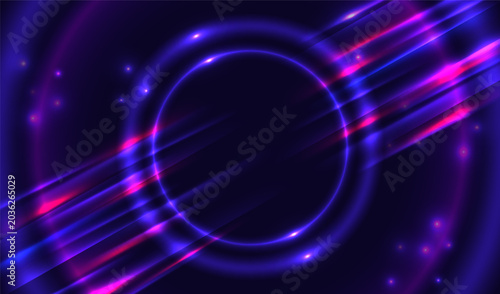 Konstfotografi Party laser neon with game background ring and line tech retro
