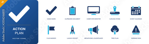 Tableau sur toile Action plan icon set