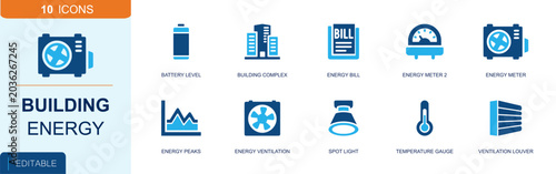 Fotografía Building energy management icon set