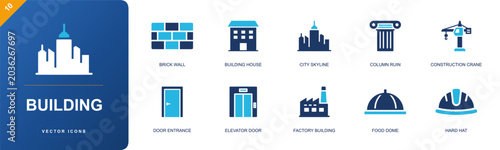 Cuadro en lienzo Building icon set