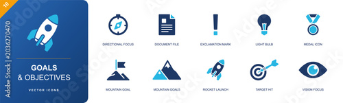 Tableau sur toile Goals and objectives icon set