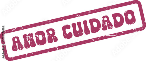 Foto Grungy magenta stamp Amor Cuidado representing compassion, love, and attentive s