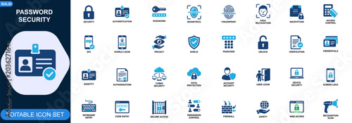 Schilderij op canvas Password security icon set