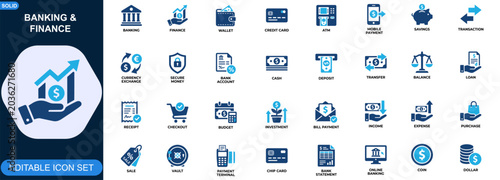 Tableau sur toile Banking and finance icon set
