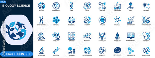 Bild auf Leinwand Biology science icon set